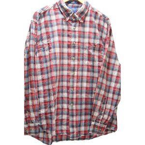 Pendleton Oceanside Plaid Shirt Mens XL Red Navy White Cotton Americana Heritage